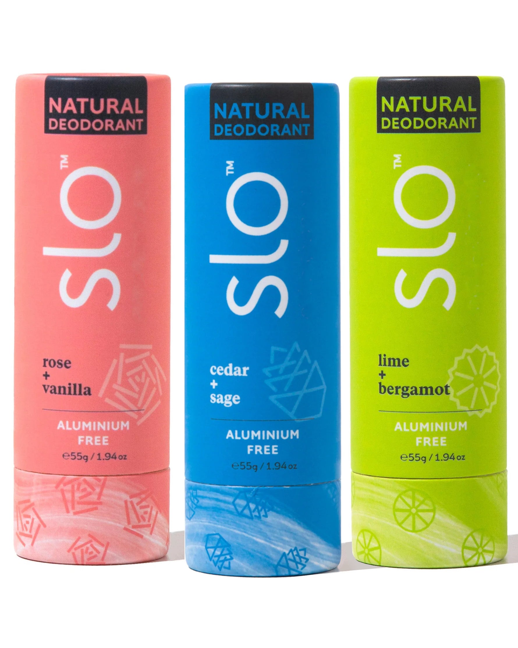 3 Pack - Natural Deodorant Bundle Cedar, Lime, Rose
