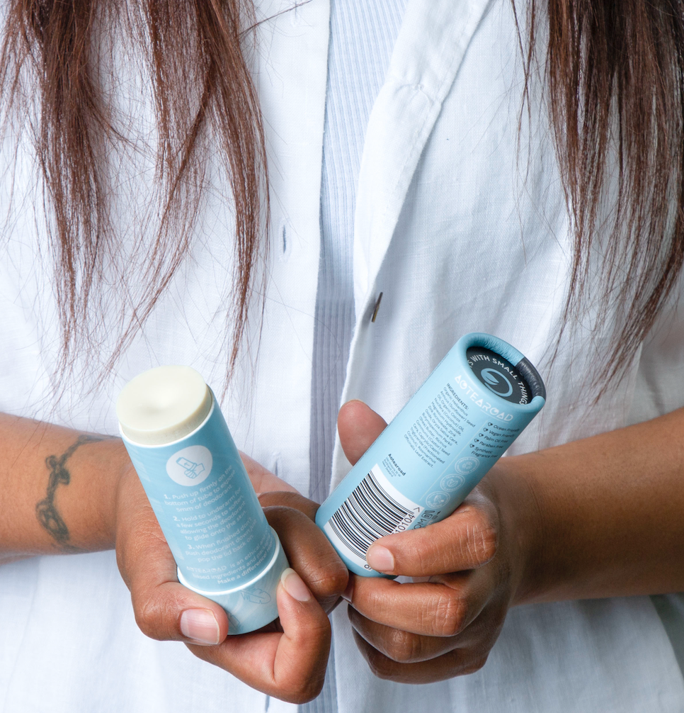 Slo Naturals Sensitive Bicarb-Free Natural Deodorant front and back label – aluminium-free, made in NZ