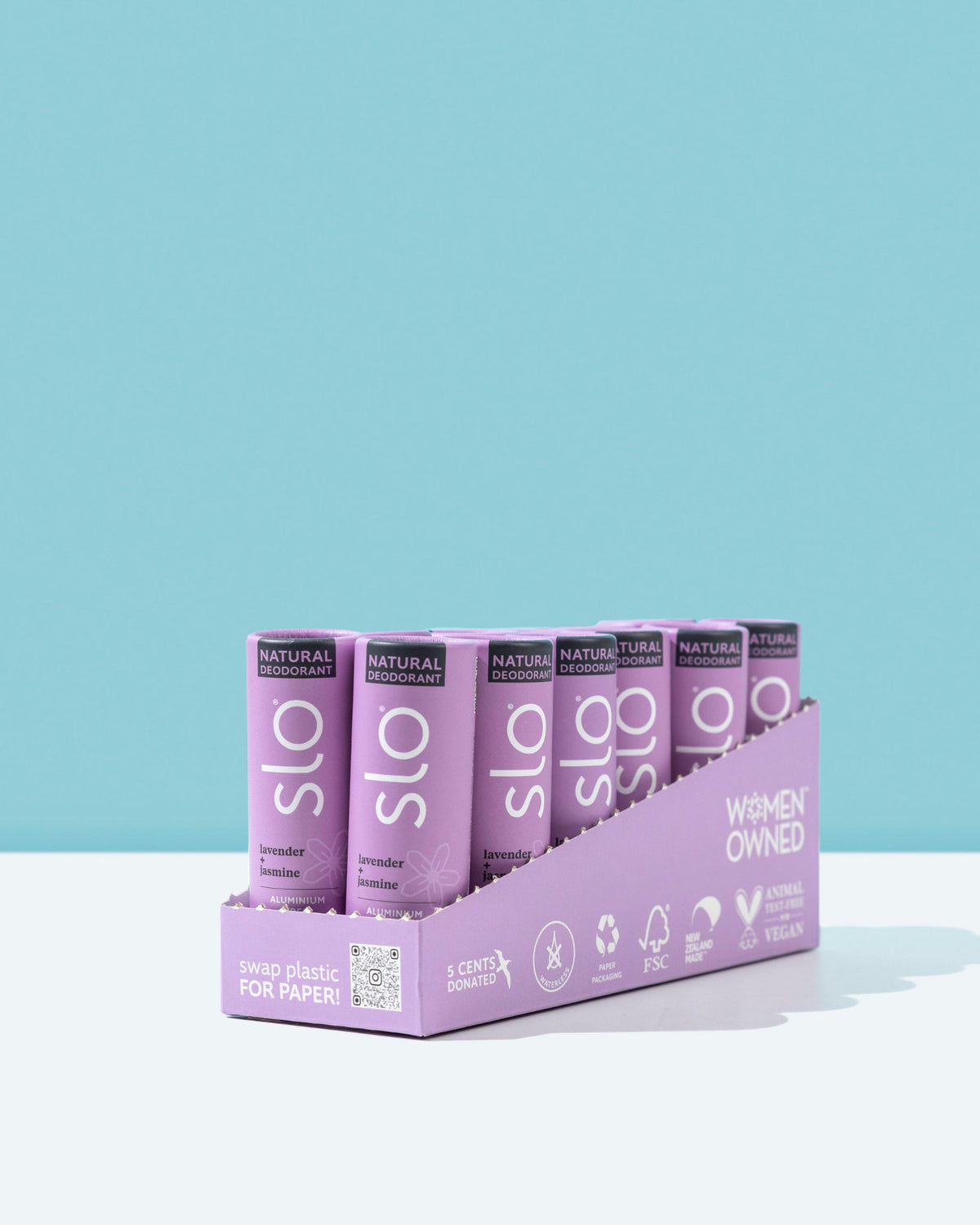 Lavender deodorant in shelf ready shipper