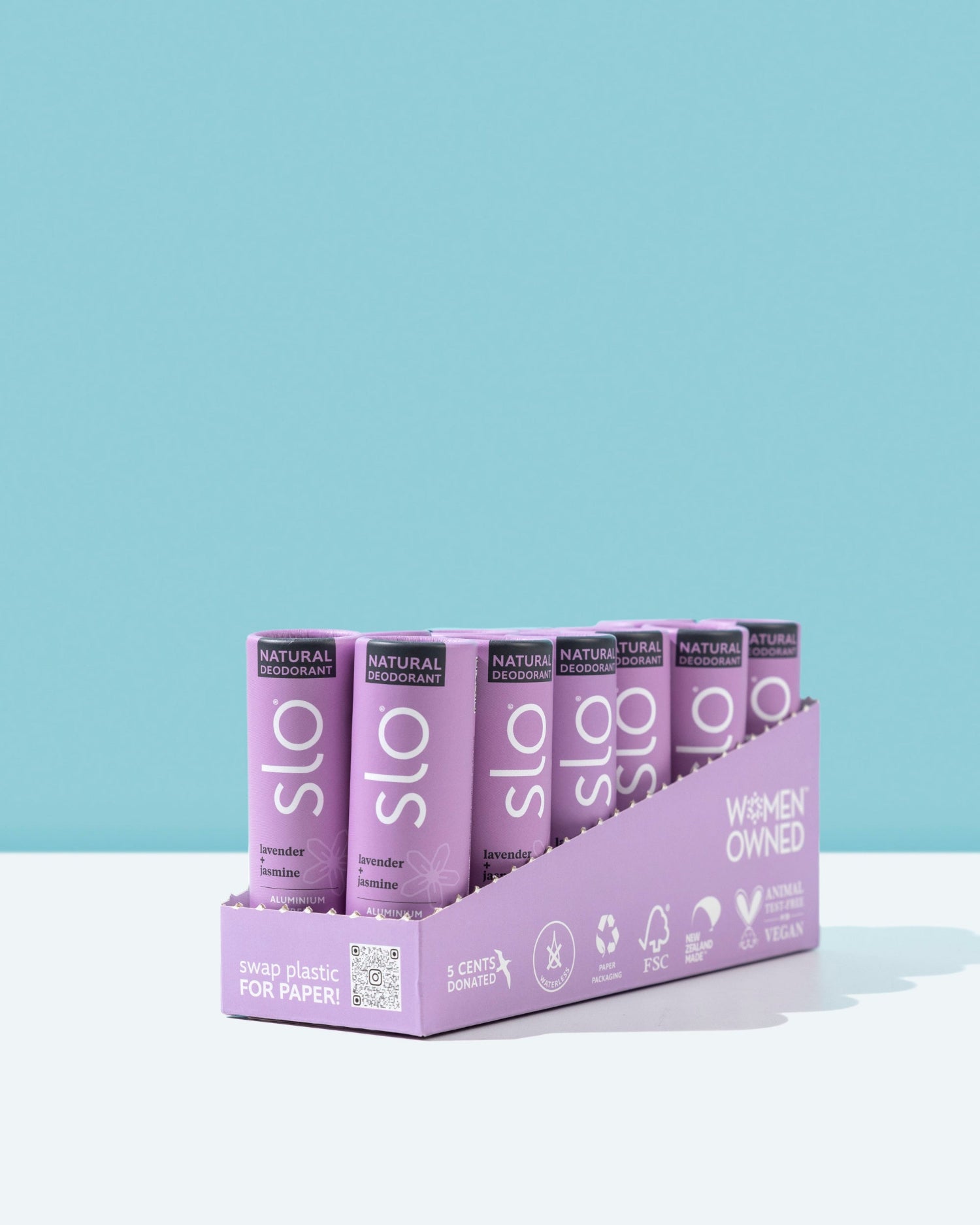 Lavender deodorant in shelf ready shipper