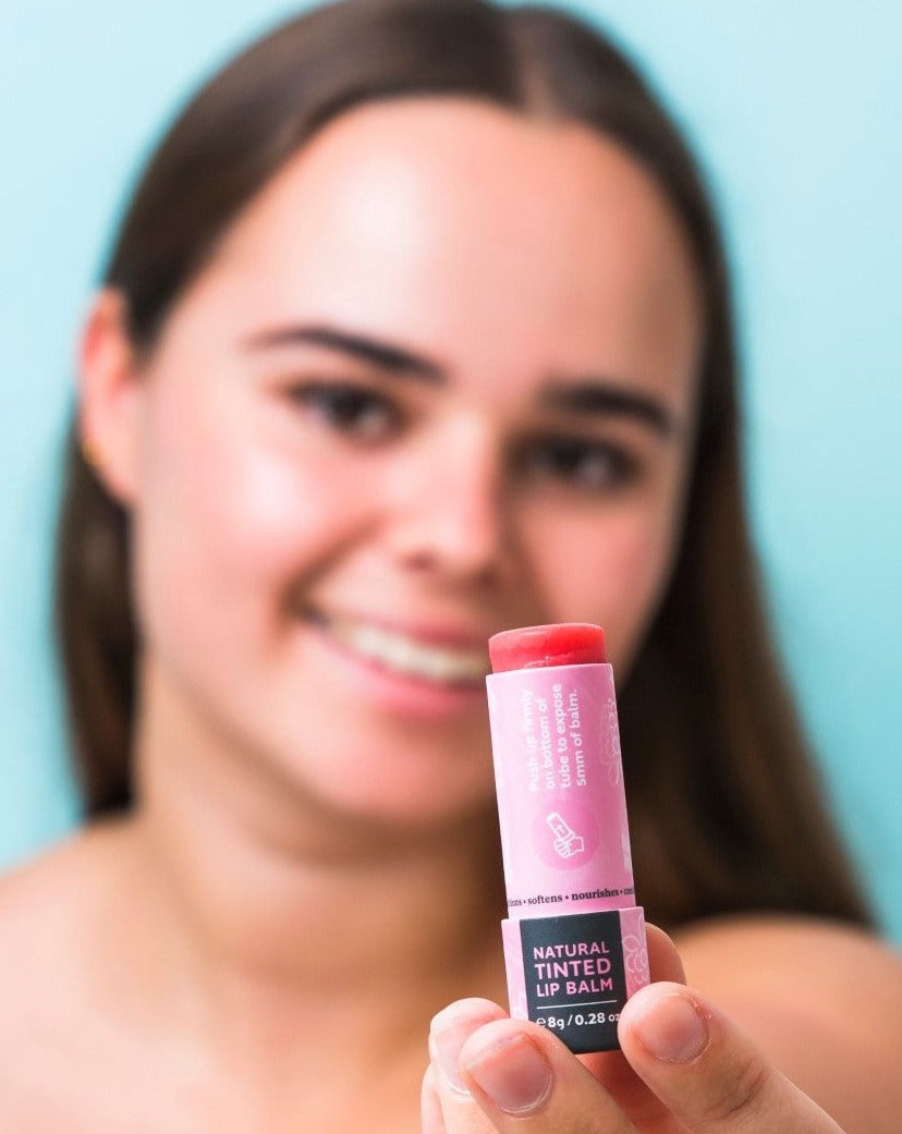 Natural Tinted Lip Balm - Raspberry + Rosehip – Slo Naturals